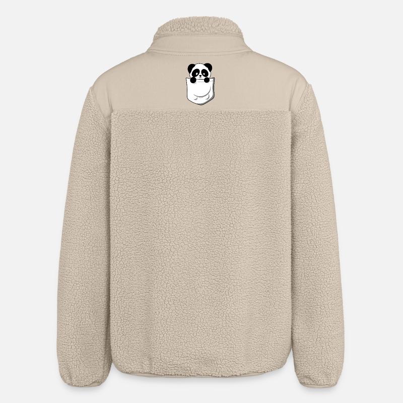 Panda panda ours poche drôle mignon - Veste sherpa unisexe coupe décontractée Stanley/Stella - beige