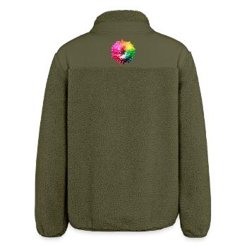 Chrysanthemum Rainbow - Relaxed Fit Unisex Sherpa Jacket by Stanley/Stella - khaki - Back