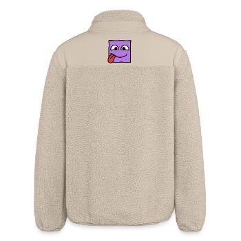 Funny Square Emoji Emoticon Kawaii Expression Face - Relaxed Fit Unisex Sherpa Jacket by Stanley/Stella - beige - Back