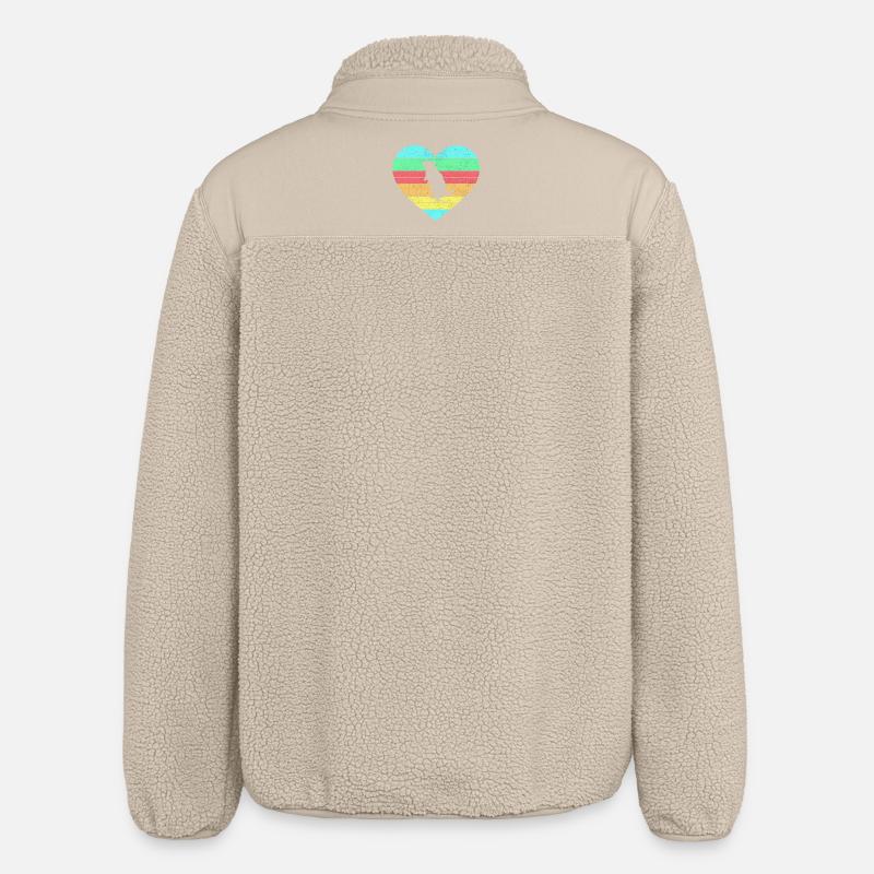 Mouse heart design with rainbow / gift - Relaxed Fit Unisex Sherpa Jacket by Stanley/Stella - beige