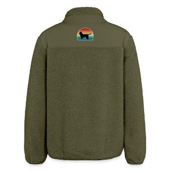 Basset Griffon Vendeen Petit Dog Silhouette Vintag - Veste sherpa unisexe coupe décontractée Stanley/Stella - kaki - Dos
