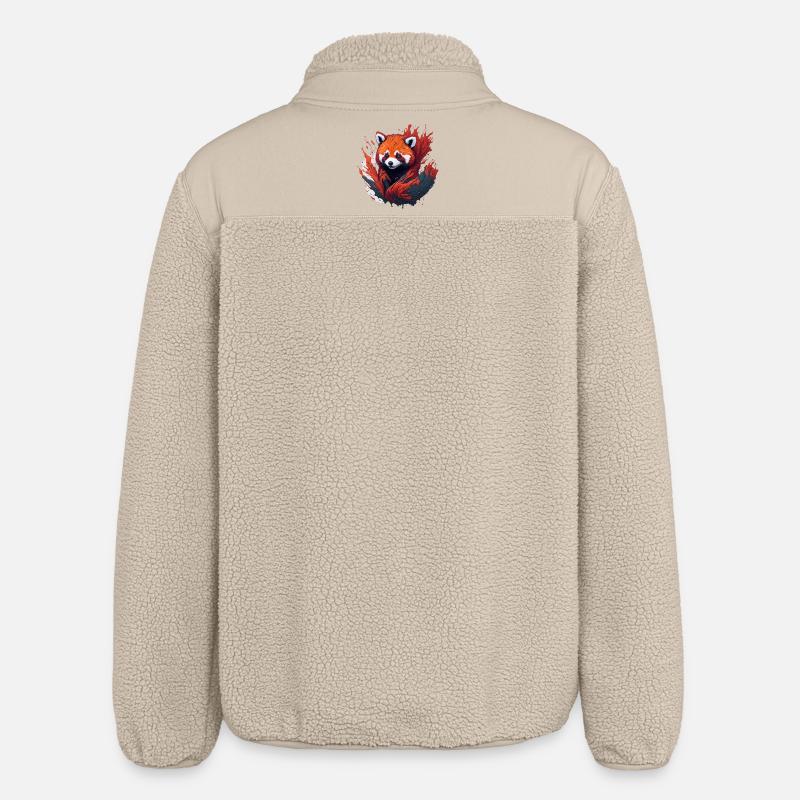 Roter Panda im Farbwirbel - Relaxed Fit Unisex Sherpajacke von Stanley/Stella - Beige
