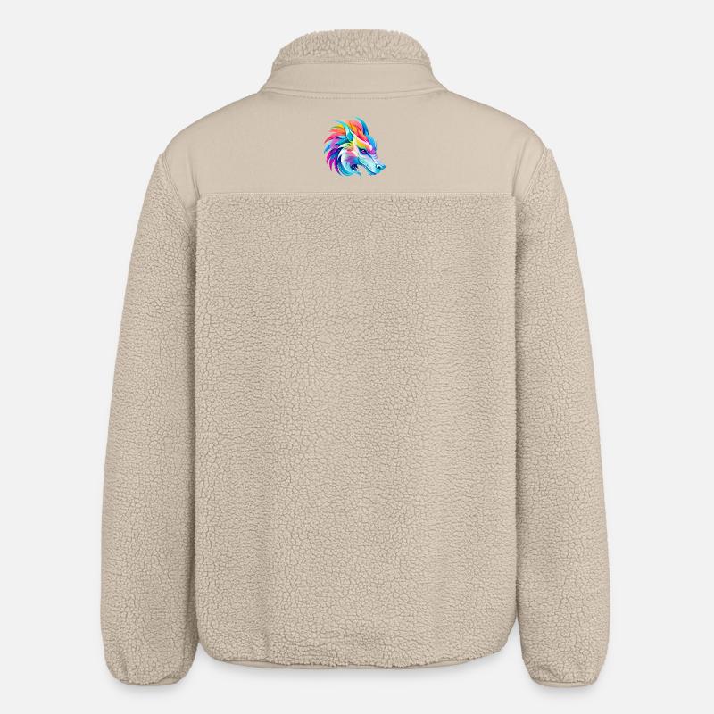 Regenbogen Drache Kopf - Relaxed Fit Unisex Sherpajacke von Stanley/Stella - Beige