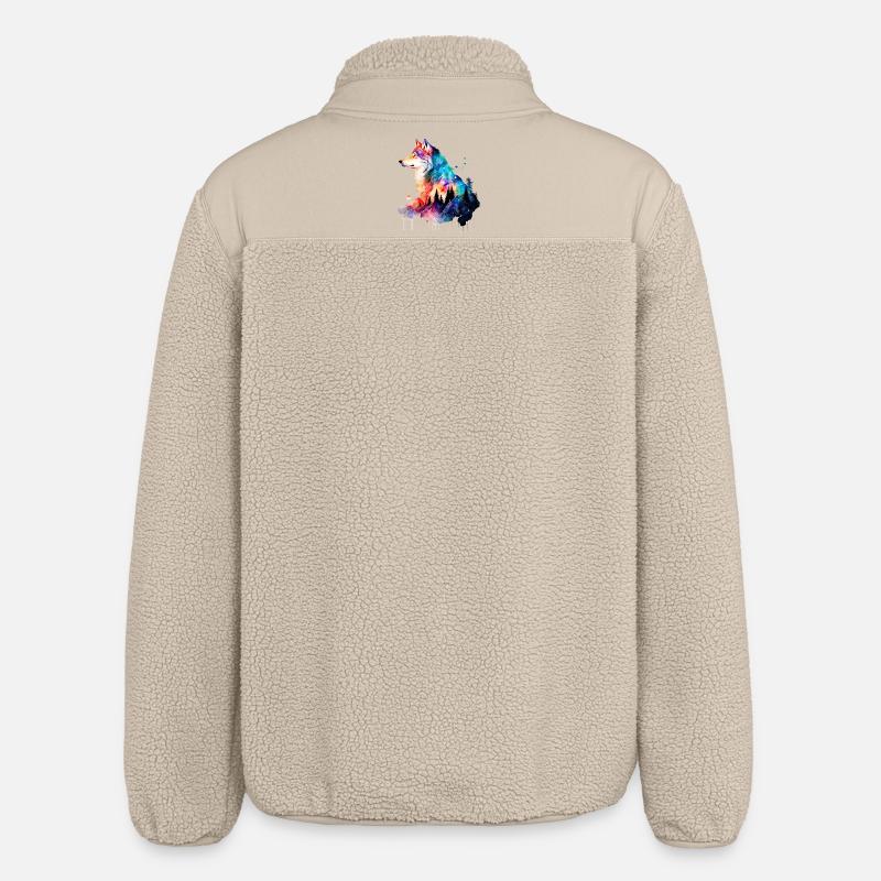 Wolf - Relaxed Fit Unisex Sherpa Jacket by Stanley/Stella - beige