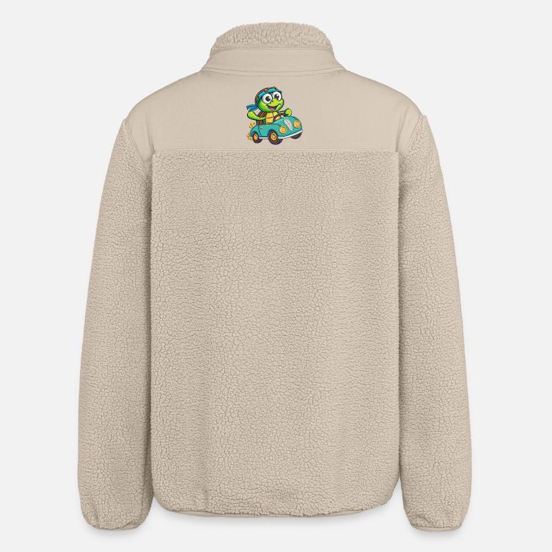 Tortue aventureuse conduisant une voiture - Veste sherpa unisexe coupe décontractée Stanley/Stella - beige