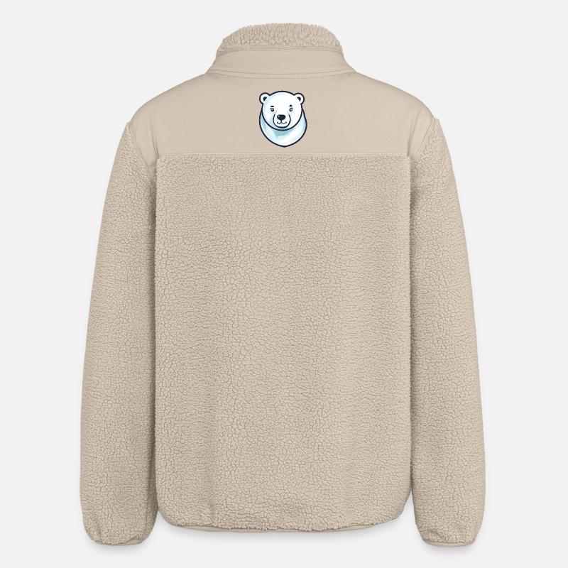 Polar Bear Head (comic) - Relaxed Fit Unisex Sherpa Jacket by Stanley/Stella - beige