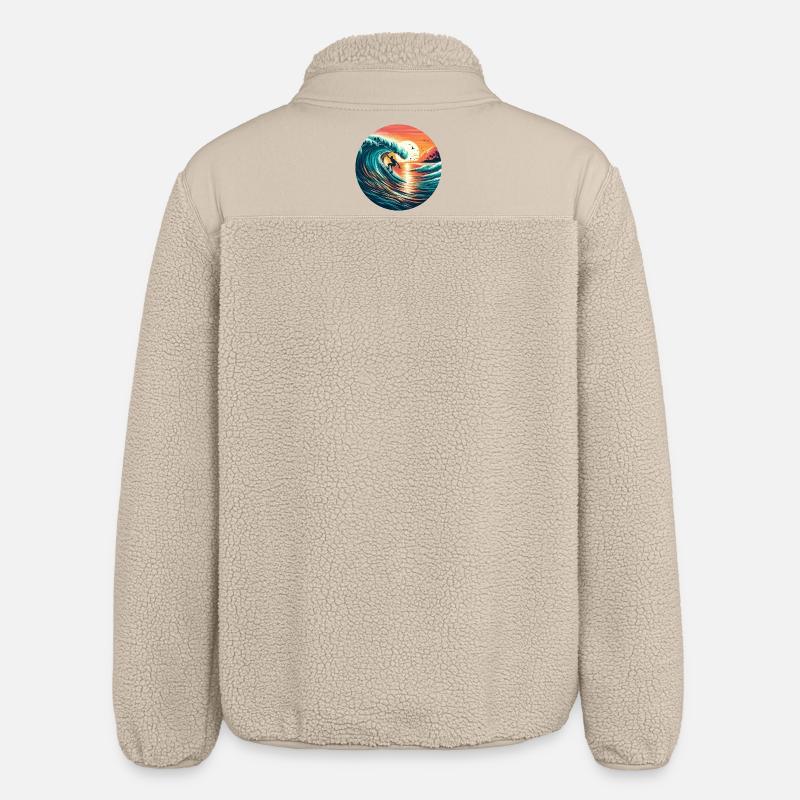 Surfeur au coucher du soleil - Veste sherpa unisexe coupe décontractée Stanley/Stella - beige