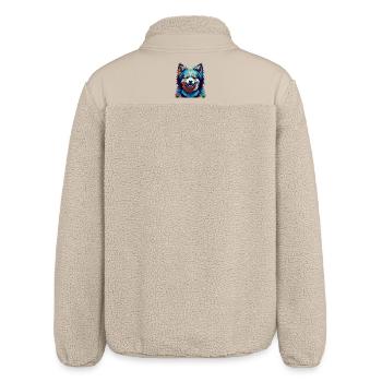 Japanische Spitz Hunderasse Bunte Karikatur Kawaii - Relaxed Fit Unisex Sherpajacke von Stanley/Stella - Beige - Hinten