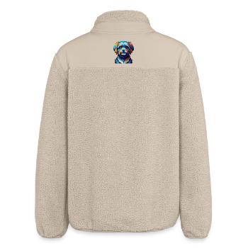 Malteser Hunderasse Bunte Karikatur Kawaii - Relaxed Fit Unisex Sherpajacke von Stanley/Stella - Beige - Hinten