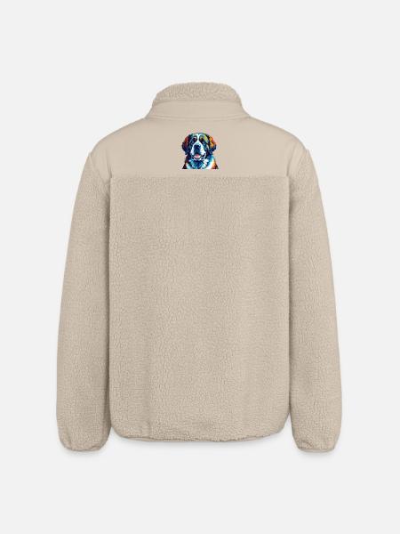 Sankt Bernhard Hunderace Farverig Tegneserie Kawaii - Stanley/Stella unisex sherpajakke afslappet pasform - beige