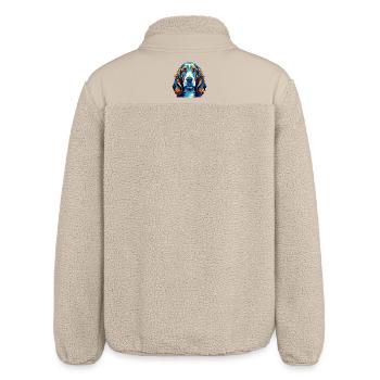 Basset Fauve De Bretagne Hunderasse Cartoon Kawaii - Relaxed Fit Unisex Sherpajacke von Stanley/Stella - Beige - Hinten