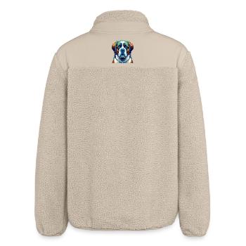 St Bernard Dog Breed Colorful Cartoon Kawaii - Relaxed Fit Unisex Sherpa Jacket by Stanley/Stella - beige - Back