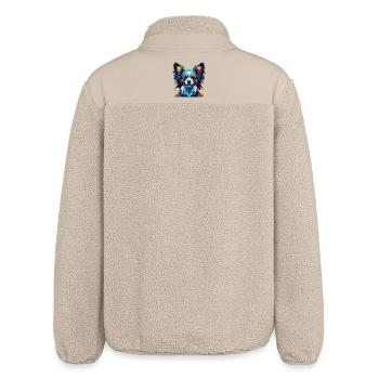 Papillon Dog Breed Colorful Cartoon Kawaii - Relaxed Fit Unisex Sherpa Jacket by Stanley/Stella - beige - Back