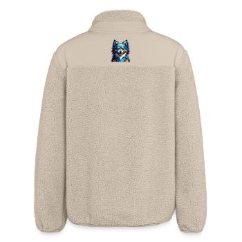 Zwergspitz Hunderasse Bunte Karikatur Kawaii - Relaxed Fit Unisex Sherpajacke von Stanley/Stella - Beige - Hinten