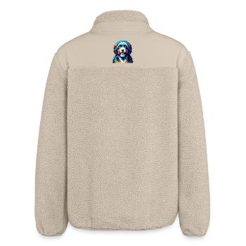 Polnische Tiefland-Schäferhundrasse Karikatur Kawaii - Relaxed Fit Unisex Sherpajacke von Stanley/Stella - Beige - Hinten