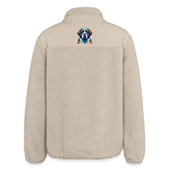 St Bernard Dog Breed Colorful Cartoon Kawaii - Relaxed Fit Unisex Sherpa Jacket by Stanley/Stella - beige - Back