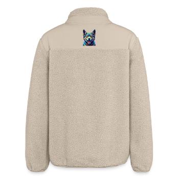 Neuguinea Singende Hunderasse Karikatur Kawaii - Relaxed Fit Unisex Sherpajacke von Stanley/Stella - Beige - Hinten