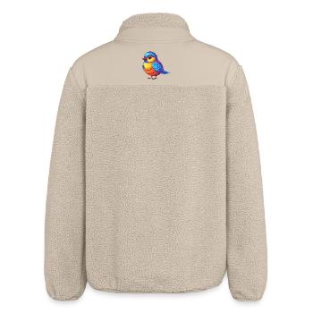 Chickadee Bunte Kawaii Cartoon Figur Vogel - Relaxed Fit Unisex Sherpajacke von Stanley/Stella - Beige - Hinten