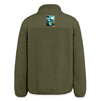 Grand Teton Nationalpark Reiseplakat Souvenir - Relaxed Fit Unisex Sherpajacke von Stanley/Stella - Khaki - Hinten