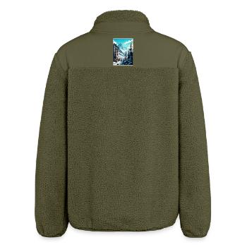 Chamonix Ski Ski Affiche de voyage vintage Souvenir - Veste sherpa unisexe coupe décontractée Stanley/Stella - kaki - Dos