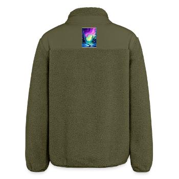 Nordlichter Aurora Borealis Island Reisen WPA - Relaxed Fit Unisex Sherpajacke von Stanley/Stella - Khaki - Hinten