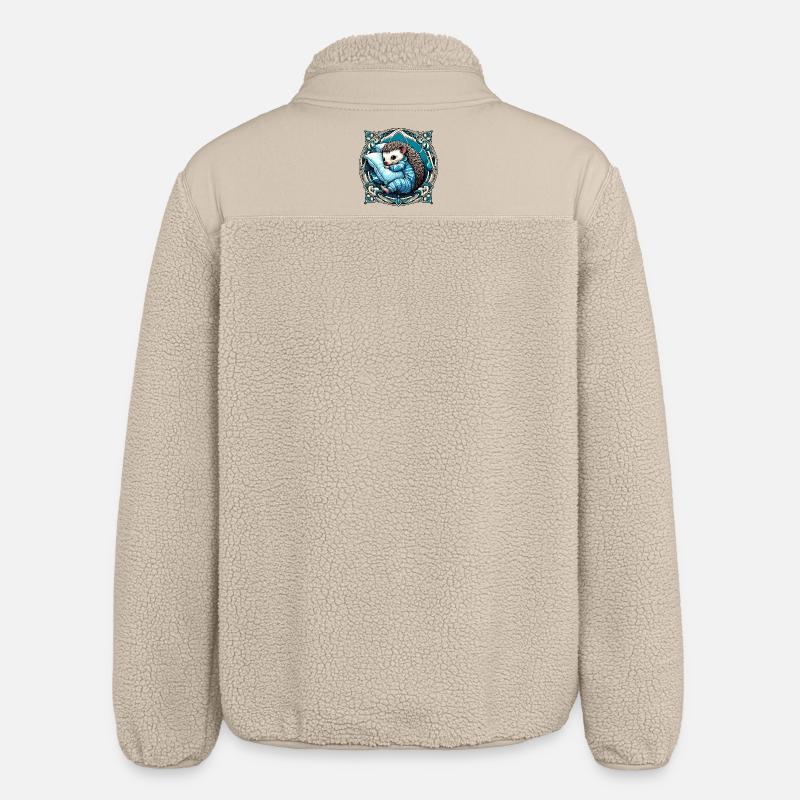 Hedgehog Cuddle Cuddly Pillow Gift - Relaxed Fit Unisex Sherpa Jacket by Stanley/Stella - beige