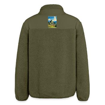 Machu Picchu Peru Travel Poster Souvenir Paint WPA - Relaxed Fit Unisex Sherpa Jacket by Stanley/Stella - khaki - Back