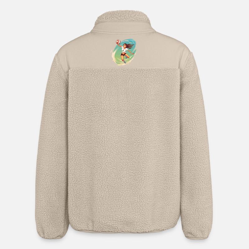 Volleyball Player Comic Style - Relaxed Fit Unisex Sherpa Jacket by Stanley/Stella - beige