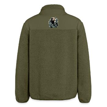 Bear Eats Wild Garlic Gift - Relaxed Fit Unisex Sherpa Jacket by Stanley/Stella - khaki - Back