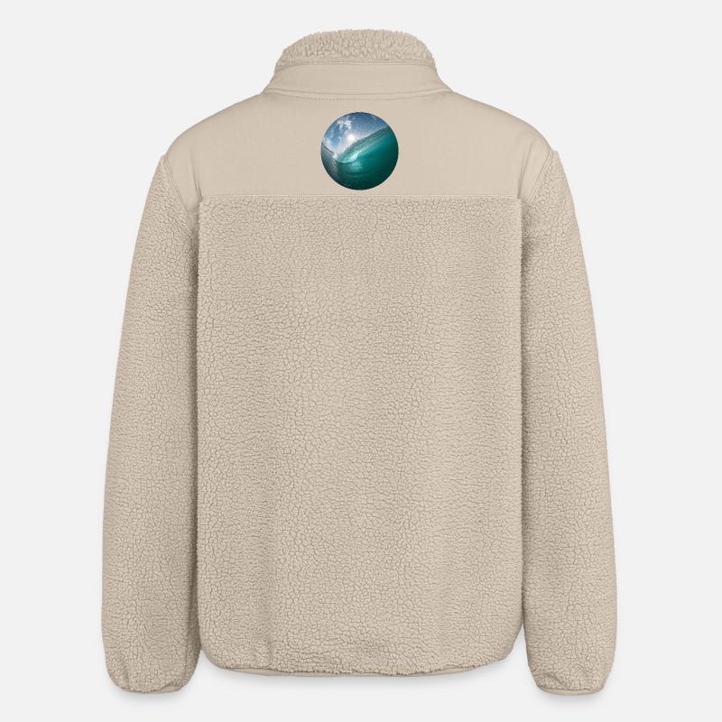 Breakwater Beach Pattern - Relaxed Fit Unisex Sherpa Jacket by Stanley/Stella - beige