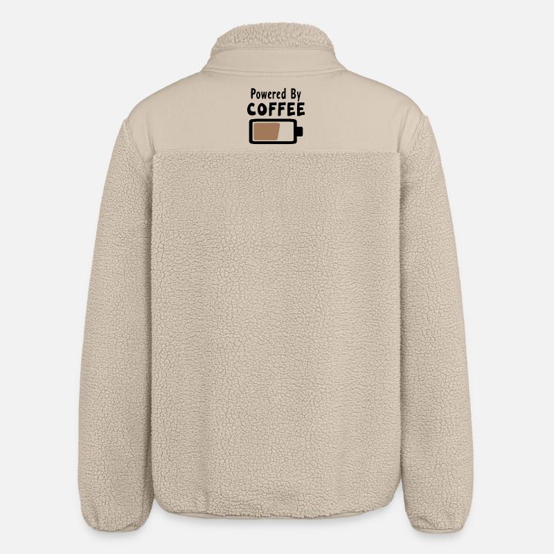 Powered By Coffee - Coffee Statement Saying - Relaxed Fit Unisex Sherpa Jacket by Stanley/Stella - beige