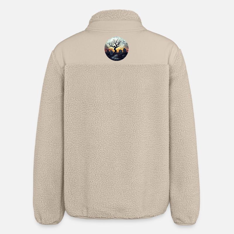 Spukiger Friedhof mit knorrigem Baum - Relaxed Fit Unisex Sherpajacke von Stanley/Stella - Beige