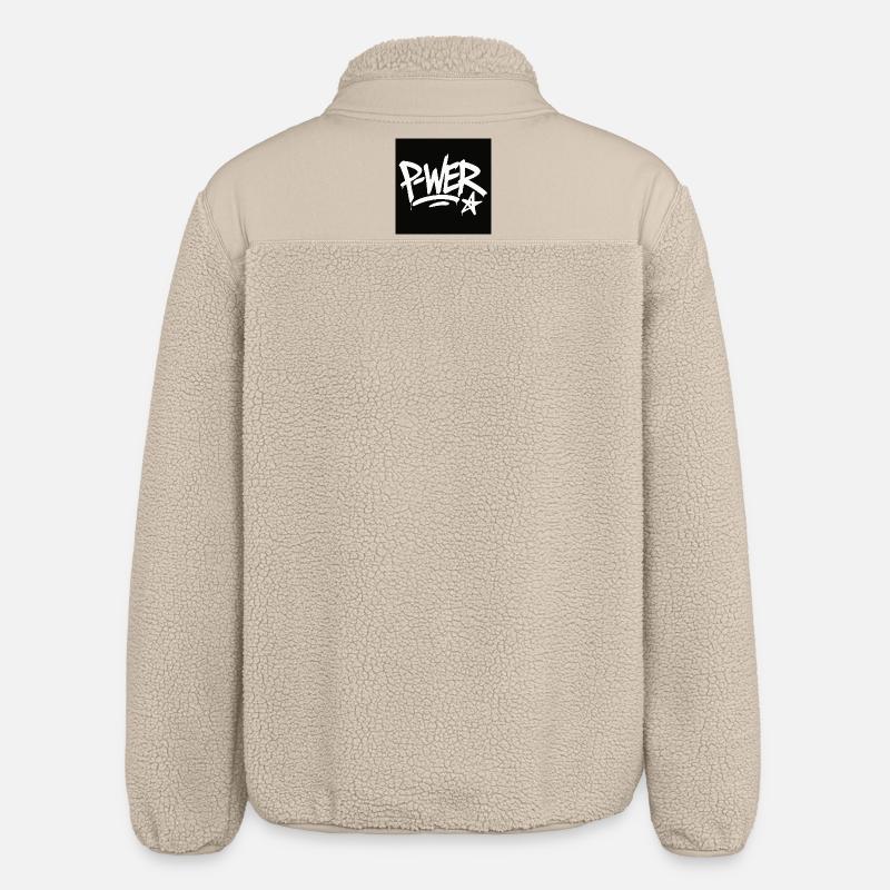 Graffiti Style Power Text Design - Relaxed Fit Unisex Sherpa Jacket by Stanley/Stella - beige