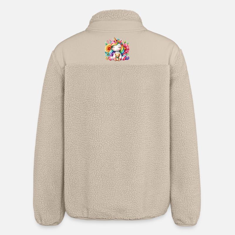 Regenbogen Einhorn Blumentraum - Relaxed Fit Unisex Sherpajacke von Stanley/Stella - Beige