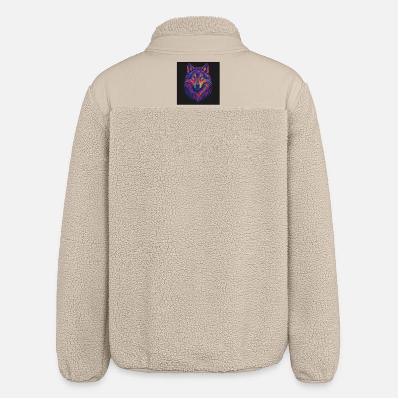 Neon Wolf Kopf Kunst - Relaxed Fit Unisex Sherpajacke von Stanley/Stella - Beige
