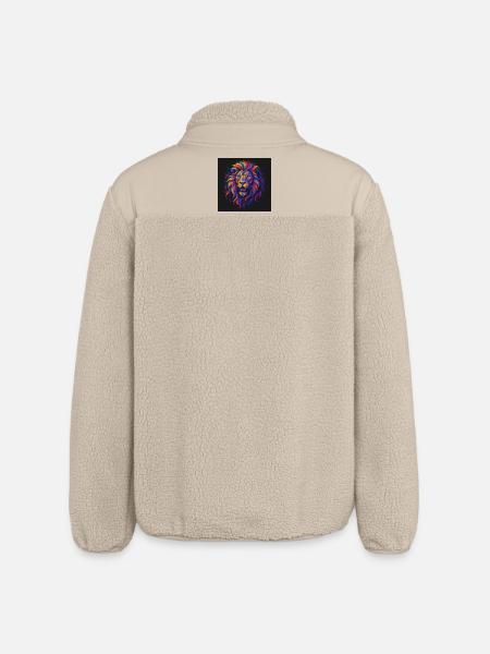 Neon Colors Lion Head Artwork - Relaxed Fit Unisex Sherpa Jacket by Stanley/Stella - beige