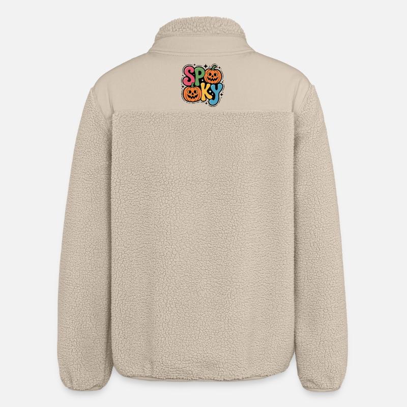Lettrage pop citrouille effrayant - Veste sherpa unisexe coupe décontractée Stanley/Stella - beige