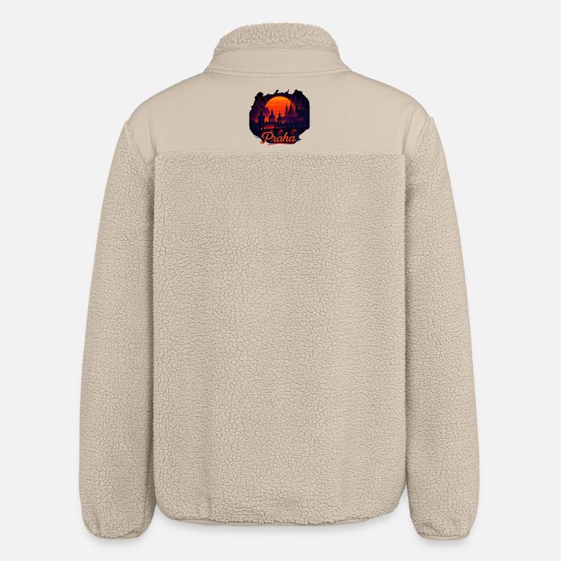 Praha Evening Light Skyline Sunset Gift - Relaxed Fit Unisex Sherpa Jacket by Stanley/Stella - beige