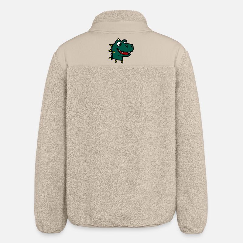 Lächelnde Dinosaurier-Weihnachtslichter - Relaxed Fit Unisex Sherpajacke von Stanley/Stella - Beige