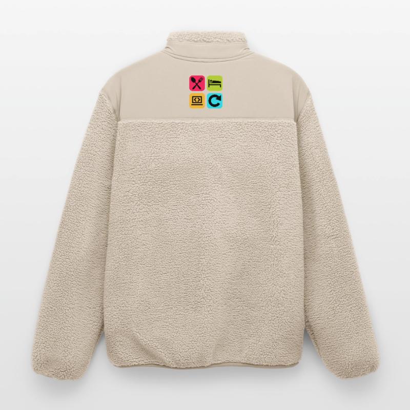 Eat Sleep Program Repeat Funny Quote Code Relaxed Fit Unisex Sherpa Jacket by Stanley/Stella