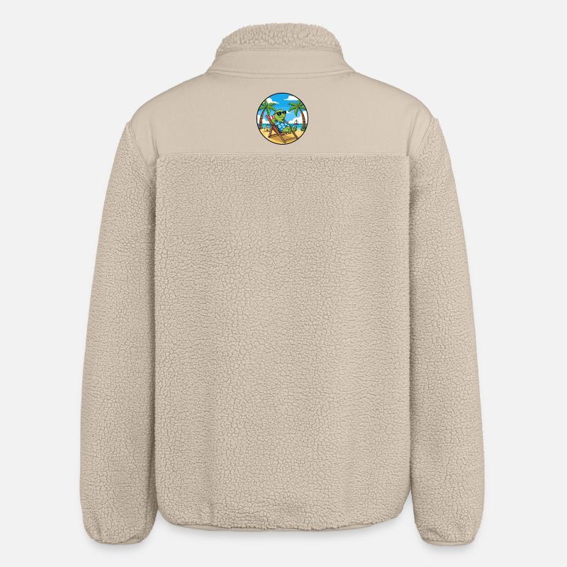 Cool Turtle Beach Vacation Summer Vibes - Relaxed Fit Unisex Sherpa Jacket by Stanley/Stella - beige