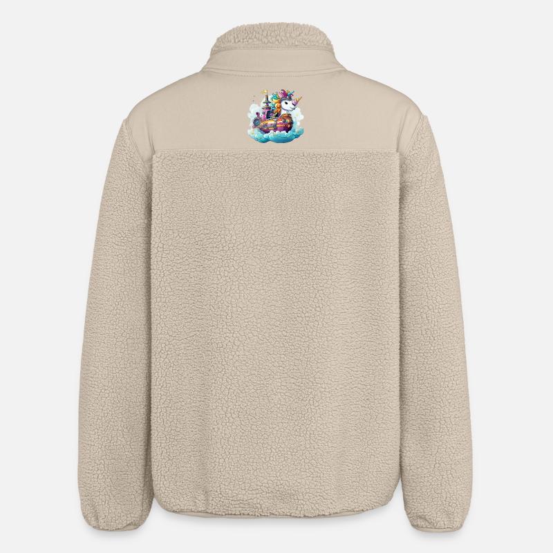 Bunter Einhorn-Schifftraum - Relaxed Fit Unisex Sherpajacke von Stanley/Stella - Beige
