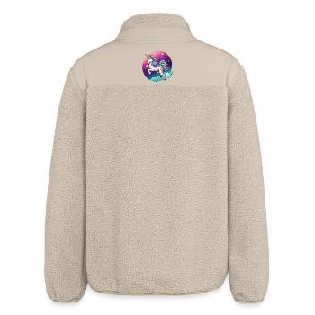 Nachtfarbener Regenbogen-Einhorn - Relaxed Fit Unisex Sherpajacke von Stanley/Stella - Beige - Hinten