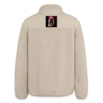 Hooded Mirage: Rot-Grau Geometrie - Relaxed Fit Unisex Sherpajacke von Stanley/Stella - Beige - Hinten