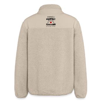 Rotes Herz auf Schwarz – Schwaben - Relaxed Fit Unisex Sherpajacke von Stanley/Stella - Beige - Hinten