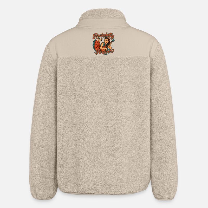 Rockabilly Forever: Rockabella med elektrisk guitar - Stanley/Stella unisex sherpajakke afslappet pasform - beige