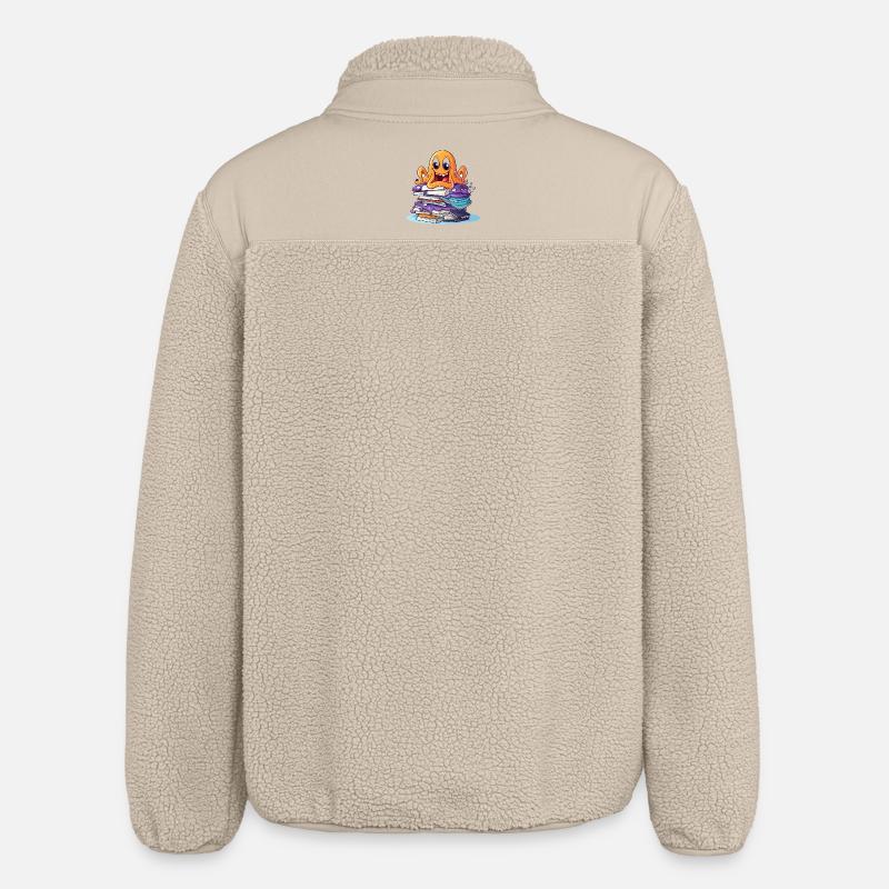 Learning octopus with stack of books - Relaxed Fit Unisex Sherpa Jacket by Stanley/Stella - beige