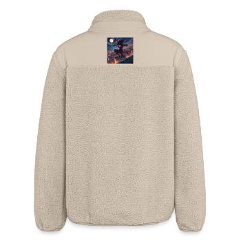 Moonlit night jump over rooftops - Relaxed Fit Unisex Sherpa Jacket by Stanley/Stella - beige - Back