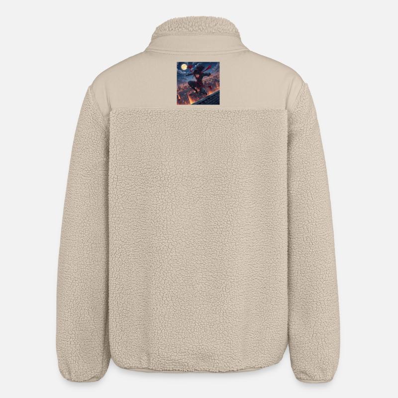 Moonlit night jump over rooftops - Relaxed Fit Unisex Sherpa Jacket by Stanley/Stella - beige