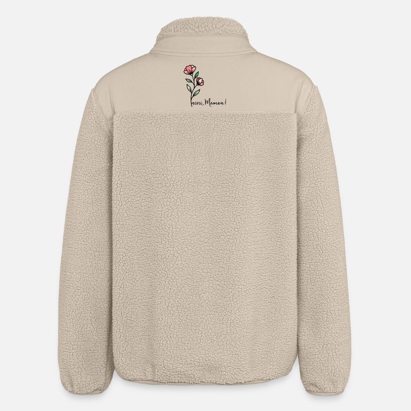 Merci Maman Fleurs - Veste sherpa unisexe coupe décontractée Stanley/Stella - beige